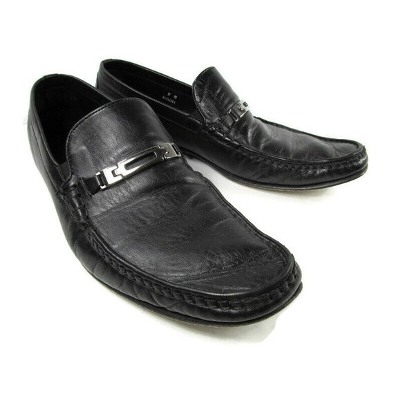 Broletto Black Leather Moc Toe Horsebit Loafers Mens Size US 9 M Made In Italy - Picture 1 of 11